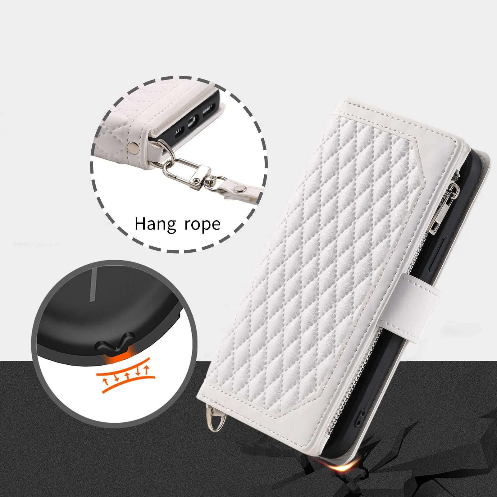 005 Style for Samsung Galaxy A32 4G (EU Version) Rhombus Texture PU Leather Phone Shockproof Cover Zipper Pocket Stand Wallet Case with Wrist Strap