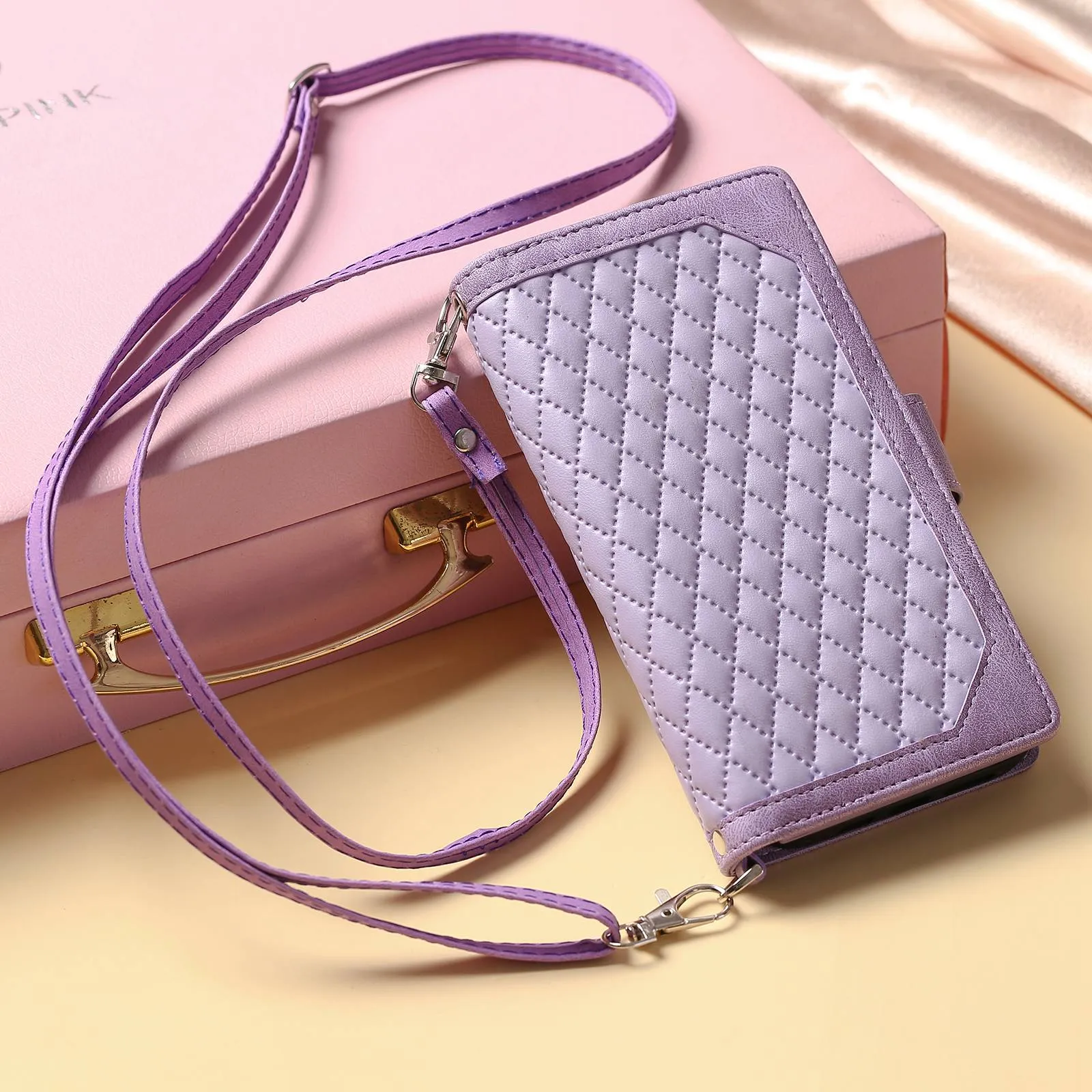 005 Style For Samsung Galaxy F23 5G / M23 5G / M13 4G / A23 4G (165.4 x 76.9 x 8.4 mm) / 5G, Rhombus Texture Zipper Pocket PU Leather Phone Case Anti-fall Stand Wallet Shell