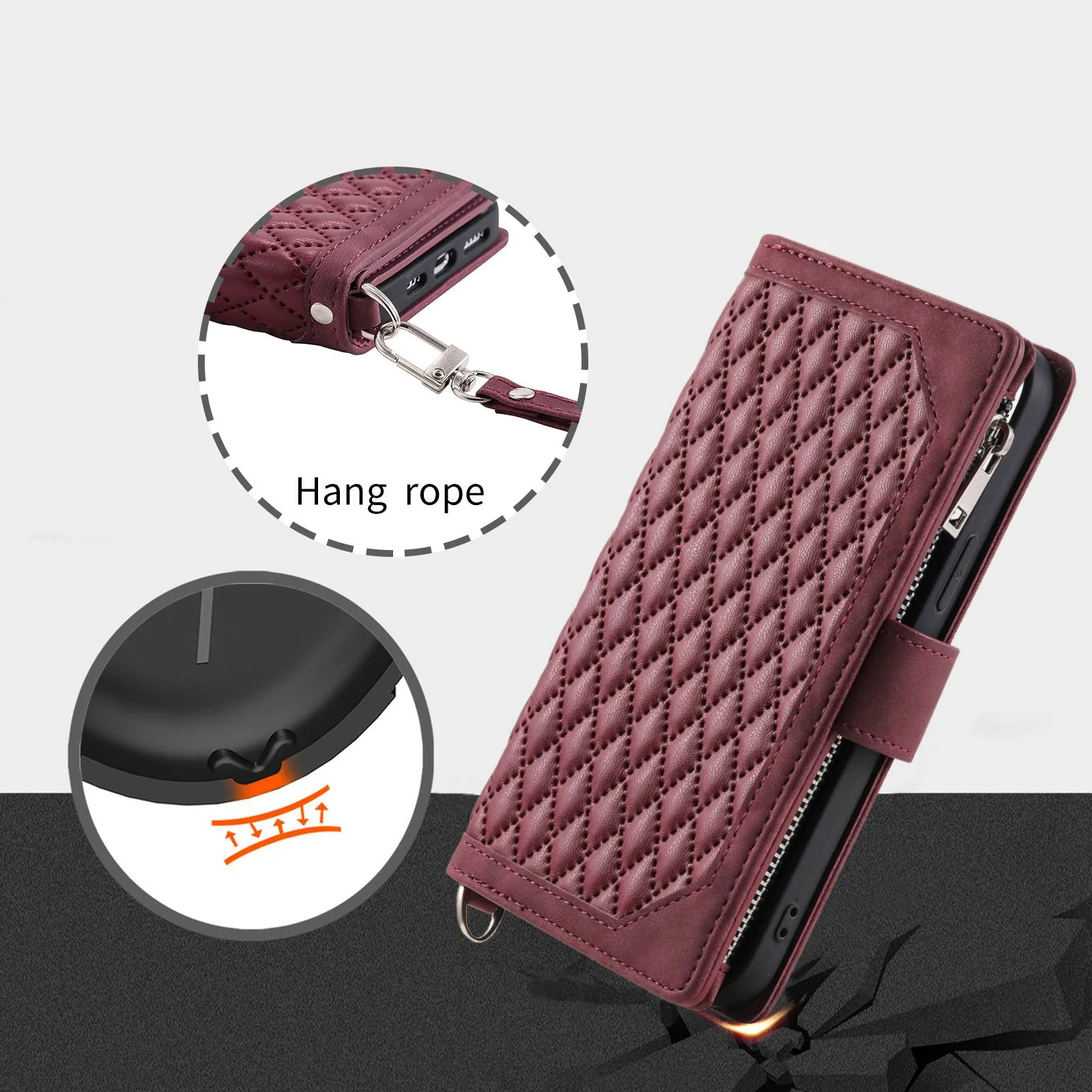 005 Style For Samsung Galaxy F23 5G / M23 5G / M13 4G / A23 4G (165.4 x 76.9 x 8.4 mm) / 5G, Rhombus Texture Zipper Pocket PU Leather Phone Case Anti-fall Stand Wallet Shell