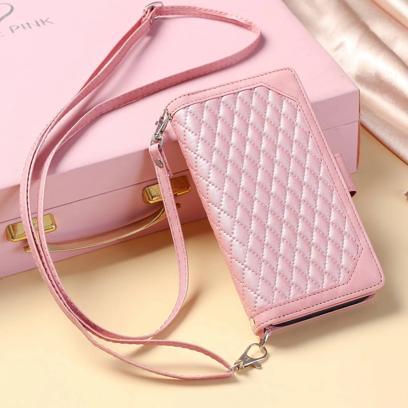 005 Style For Samsung Galaxy F23 5G / M23 5G / M13 4G / A23 4G (165.4 x 76.9 x 8.4 mm) / 5G, Rhombus Texture Zipper Pocket PU Leather Phone Case Anti-fall Stand Wallet Shell