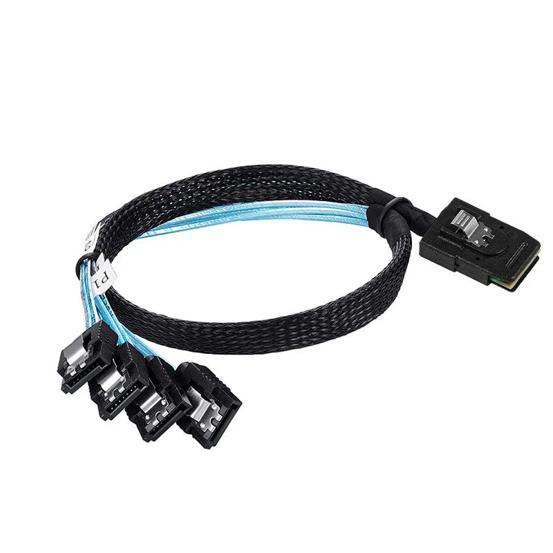 0.5m Mini SAS Cable SFF-8087 to 4 SATA3.0 7-Pin Hard Drive Data Cable Straight Plug