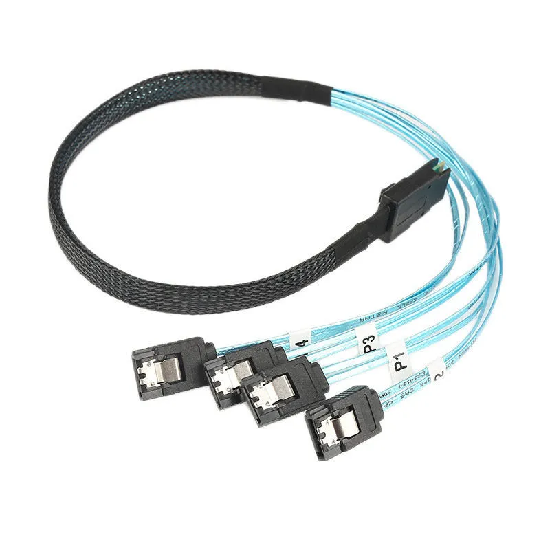 0.5m Mini SAS Cable SFF-8087 to 4 SATA3.0 7-Pin Hard Drive Data Cable Straight Plug