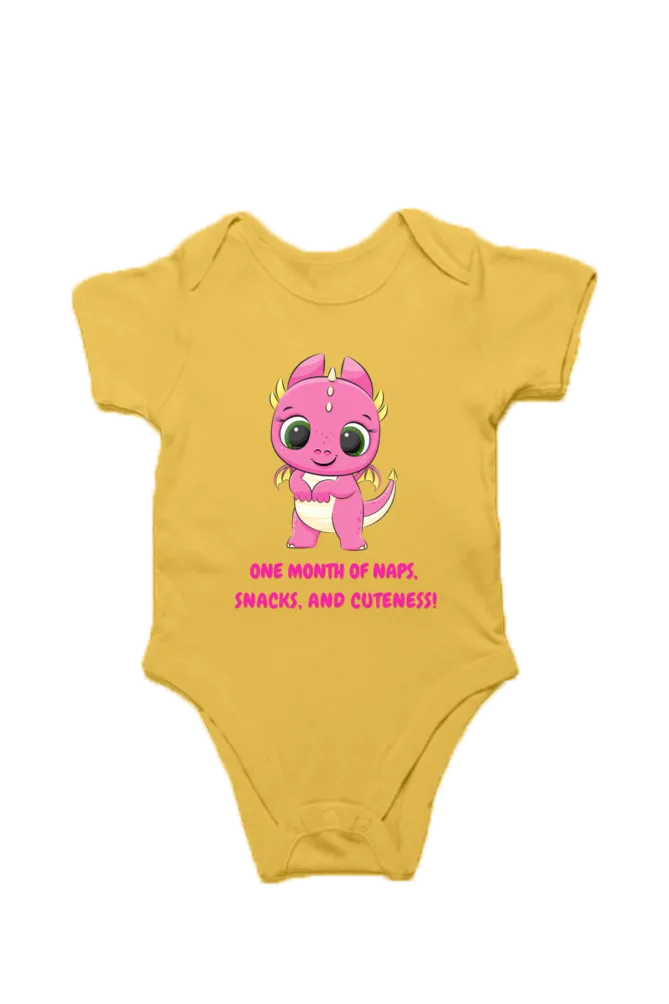 1 Month Celebration : Cute Dino Baby Romper For Your Baby Girl's Monthly Milestone!