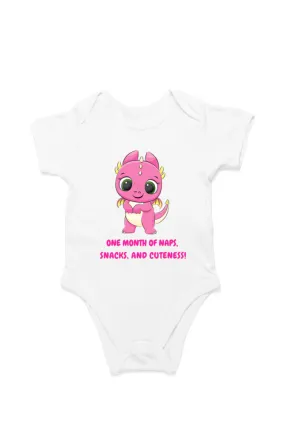 1 Month Celebration : Cute Dino Baby Romper For Your Baby Girl's Monthly Milestone!