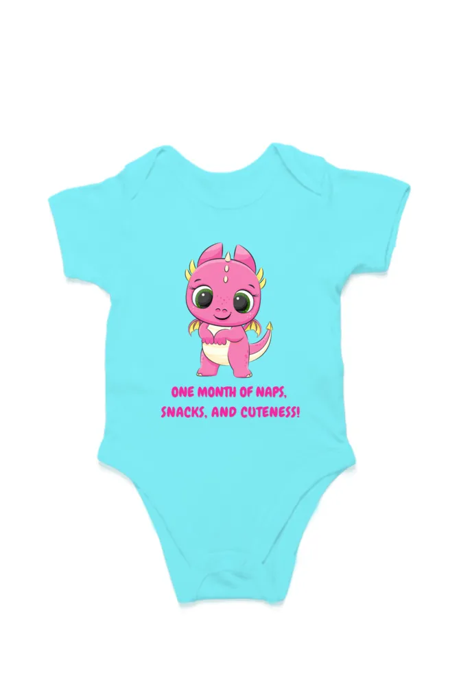 1 Month Celebration : Cute Dino Baby Romper For Your Baby Girl's Monthly Milestone!