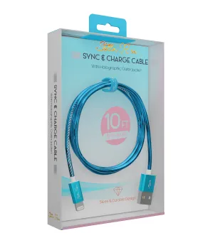 10Ft. Blue Lightning Sync & Charge Cable