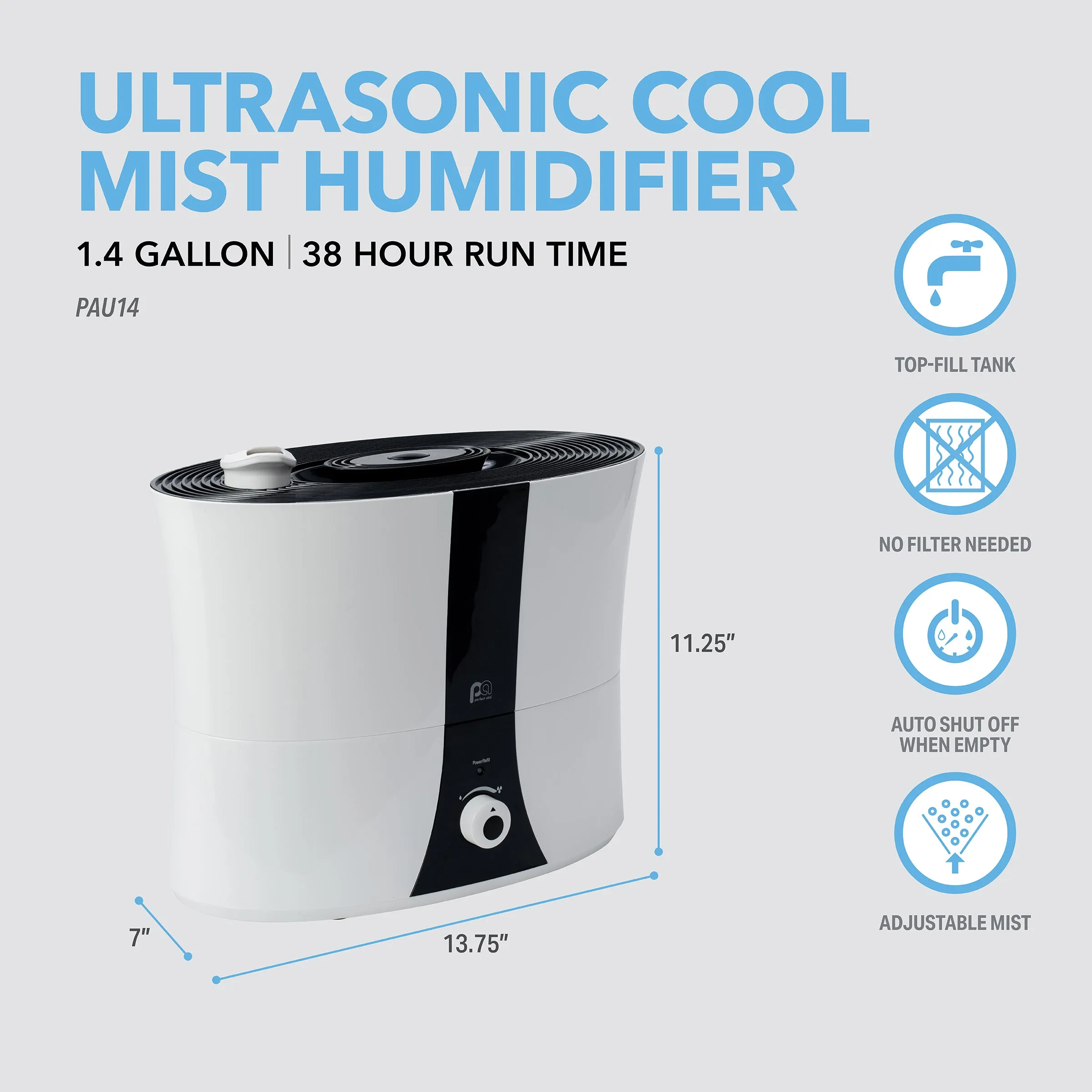 1.4 Gallon Table-Top Ultrasonic Cool Mist Humidifier with Aromatherapy Pod