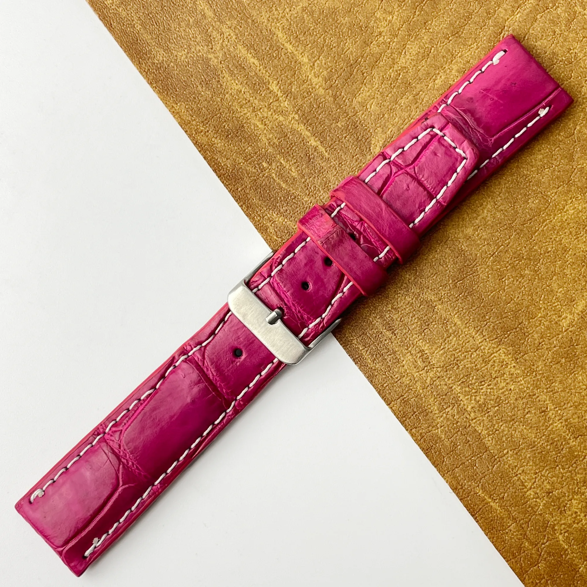 20mm Pink Unique Texture Alligator Watch Band For Men DH-226DDB