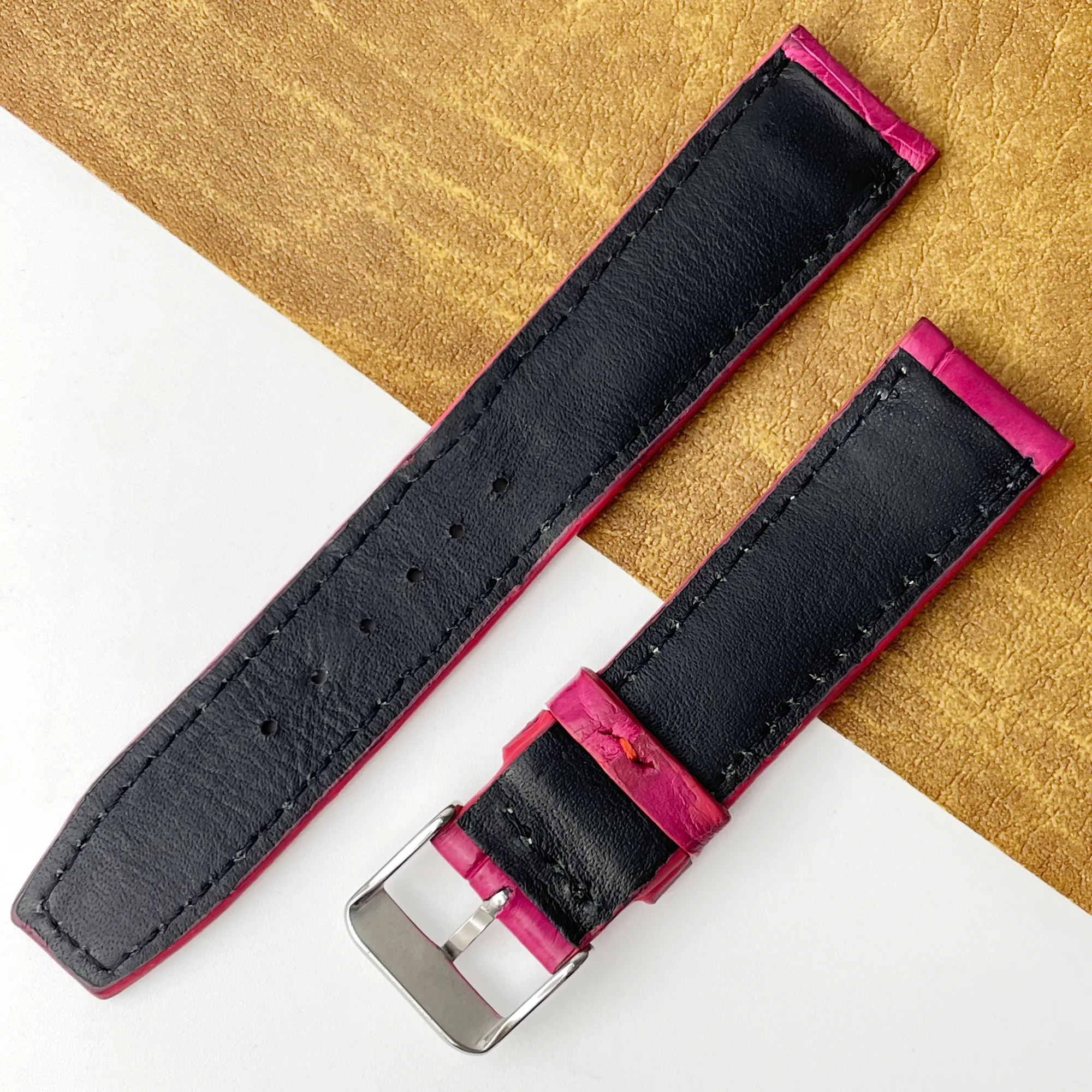 20mm Pink Unique Texture Alligator Watch Band For Men DH-226DDB