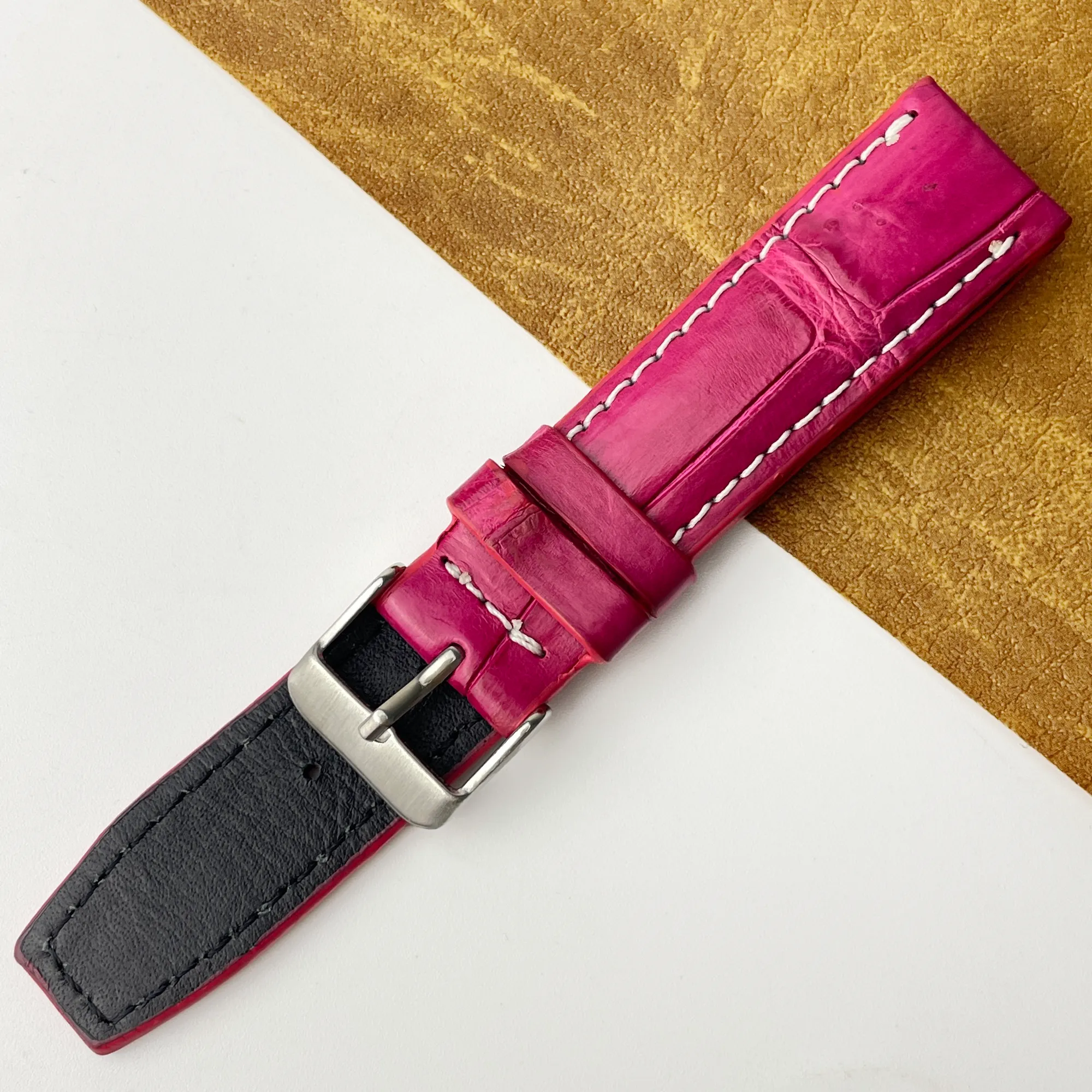 20mm Pink Unique Texture Alligator Watch Band For Men DH-226DDB