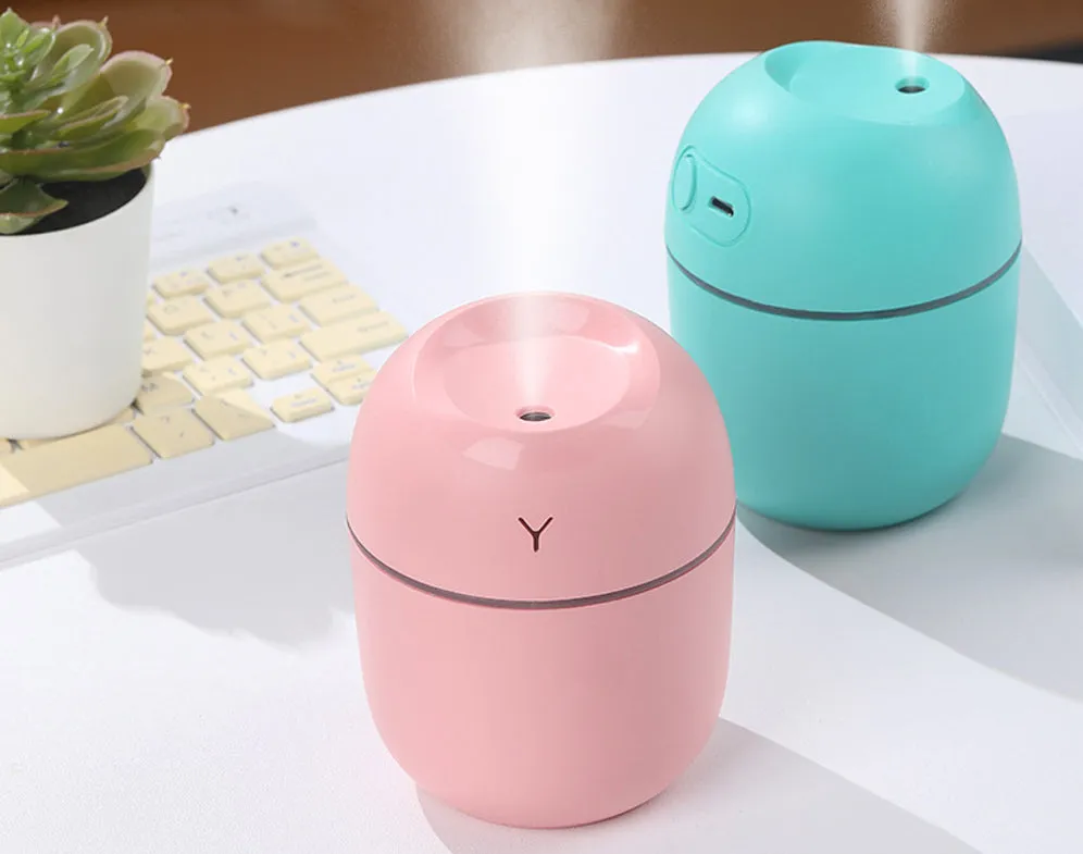 220ml Mini Cool Mist Diffuser/Humidifier, Nightlight, Portable, USB Power - Blue