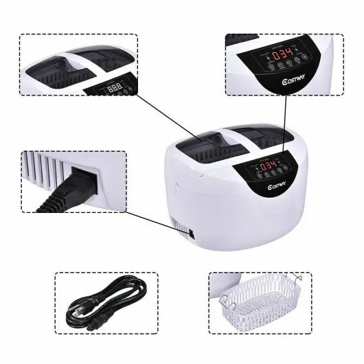 2.5L  Digital Heated Ultrasonic Jewelry Eyeglasses Goggles Rings Cleaner