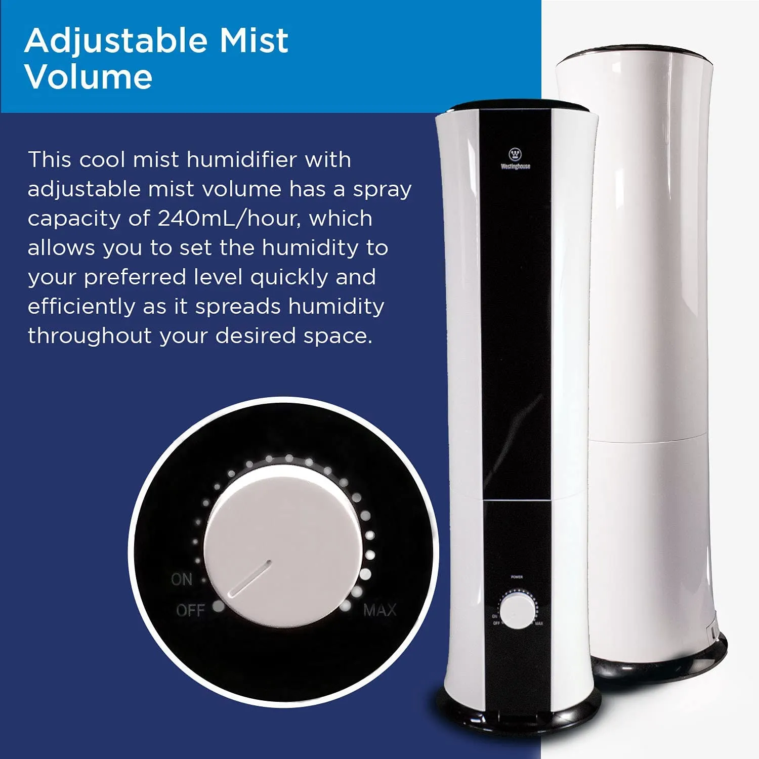 28-inch Cool Mist Ultrasonic Tower Humidifier