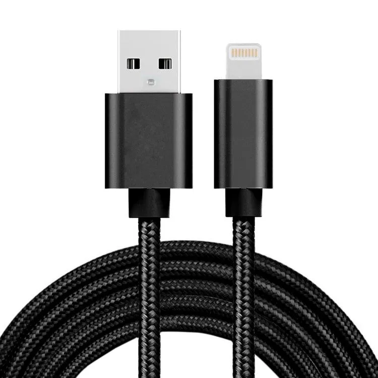 2m Durable 3A Braided 8 Pin to USB Charge & Data Sync Cable