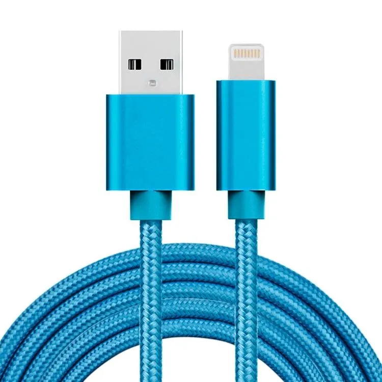 2m Durable 3A Braided 8 Pin to USB Charge & Data Sync Cable