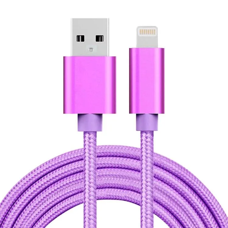 2m Durable 3A Braided 8 Pin to USB Charge & Data Sync Cable