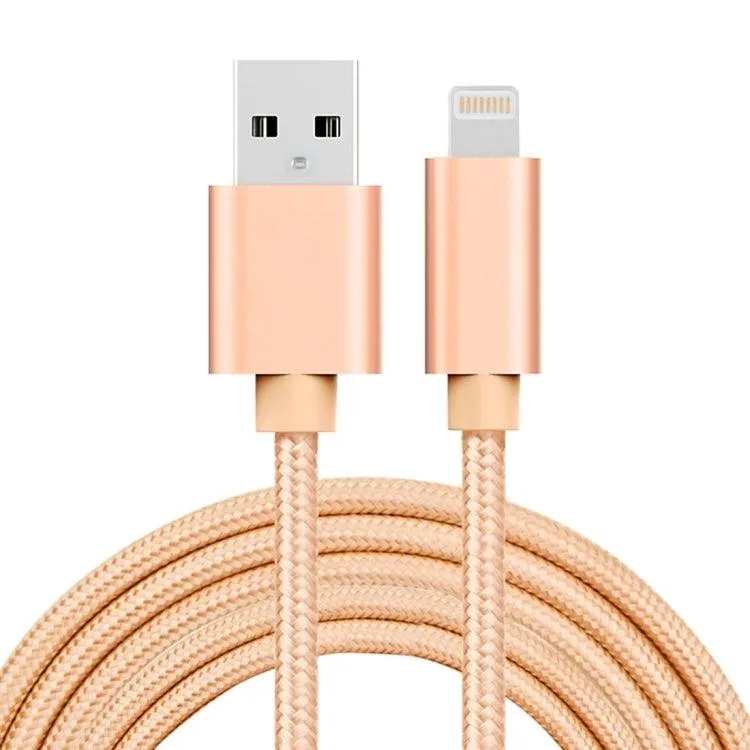 2m Durable 3A Braided 8 Pin to USB Charge & Data Sync Cable