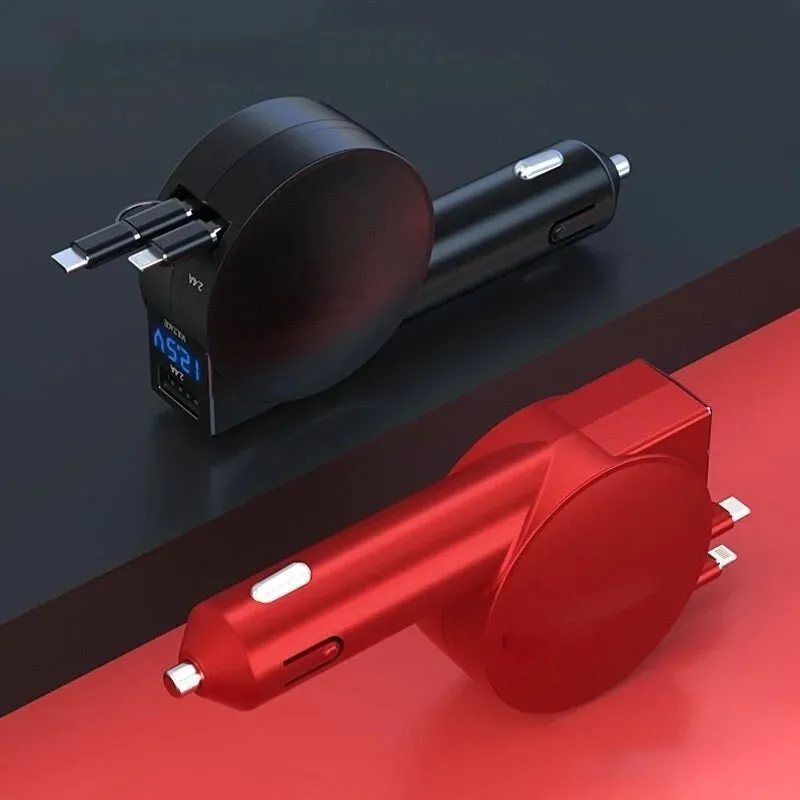 3-in-1 Retractable Fast Charging Car Adapter