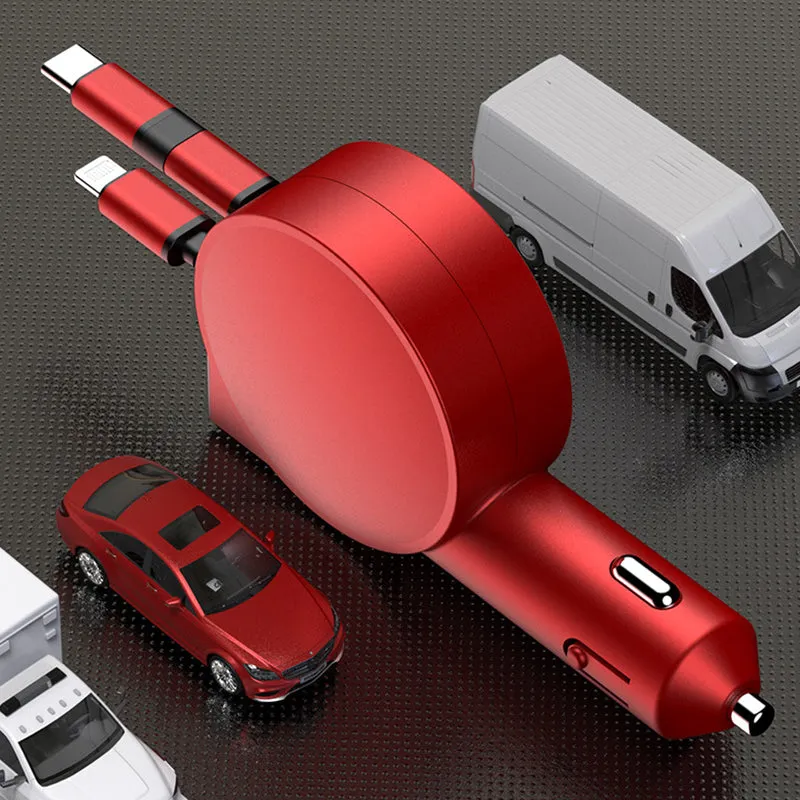 3-in-1 Retractable Fast Charging Car Adapter