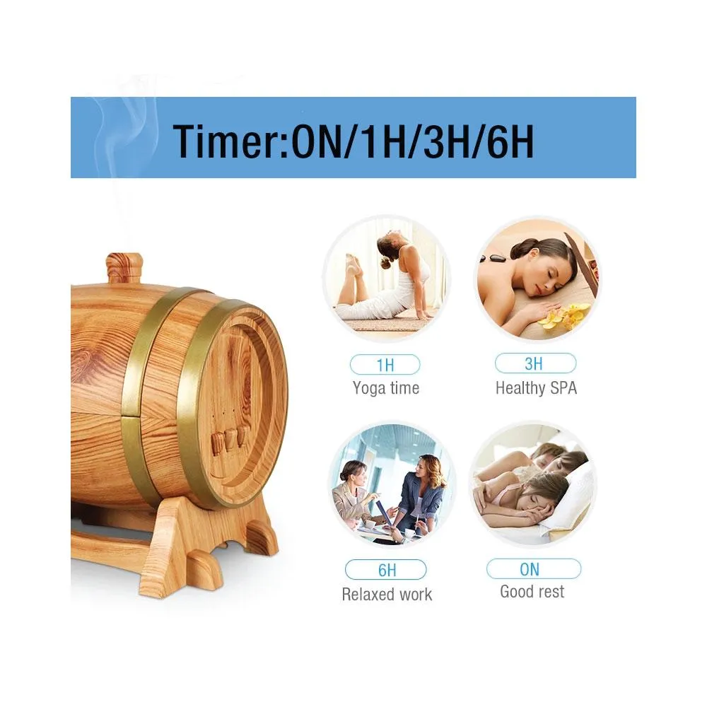 350ml Ultrasonic Aroma Diffuser, LED Humidifier, Wood Design