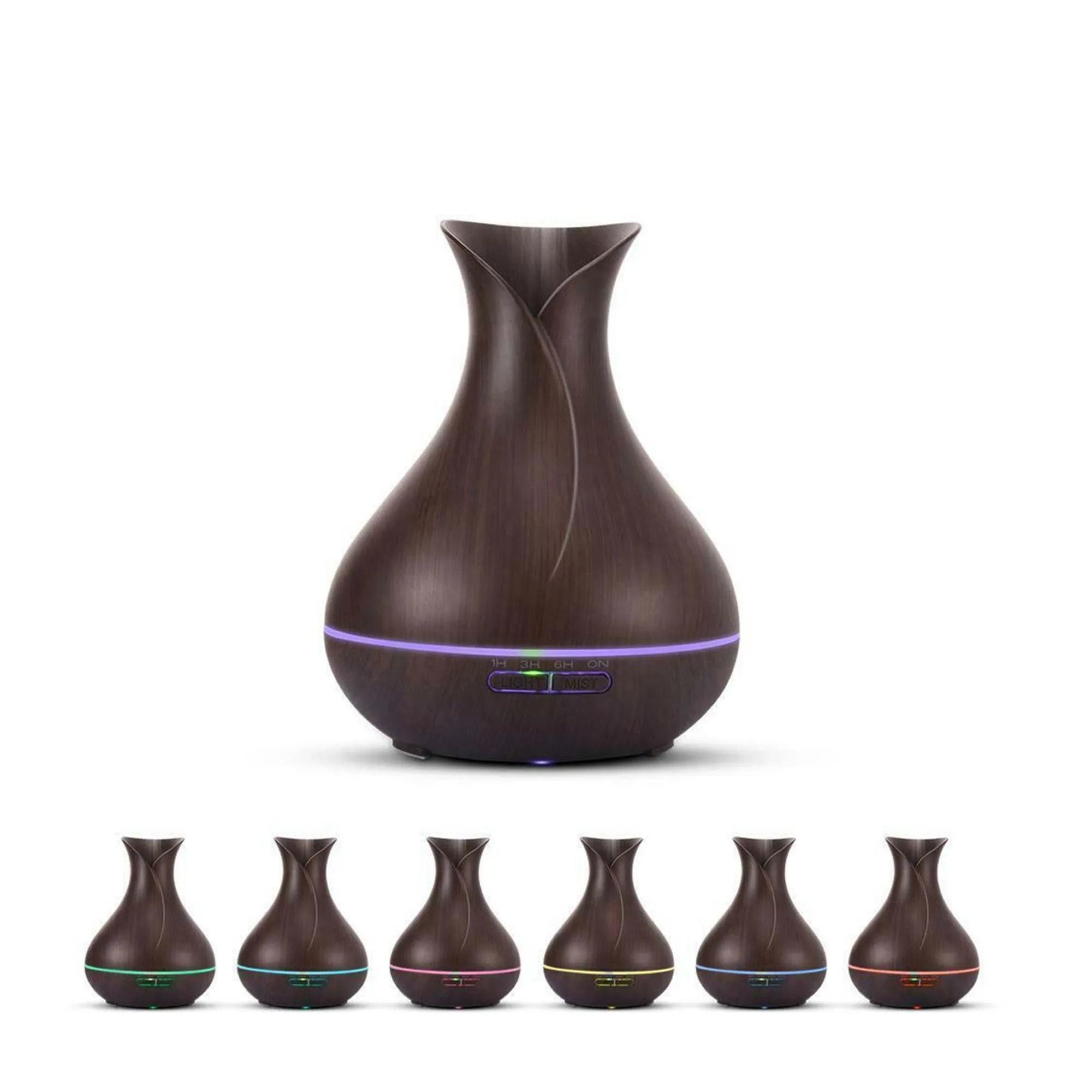 400ml Dark Wood Aroma Diffuser, LED Lights, Remote Control