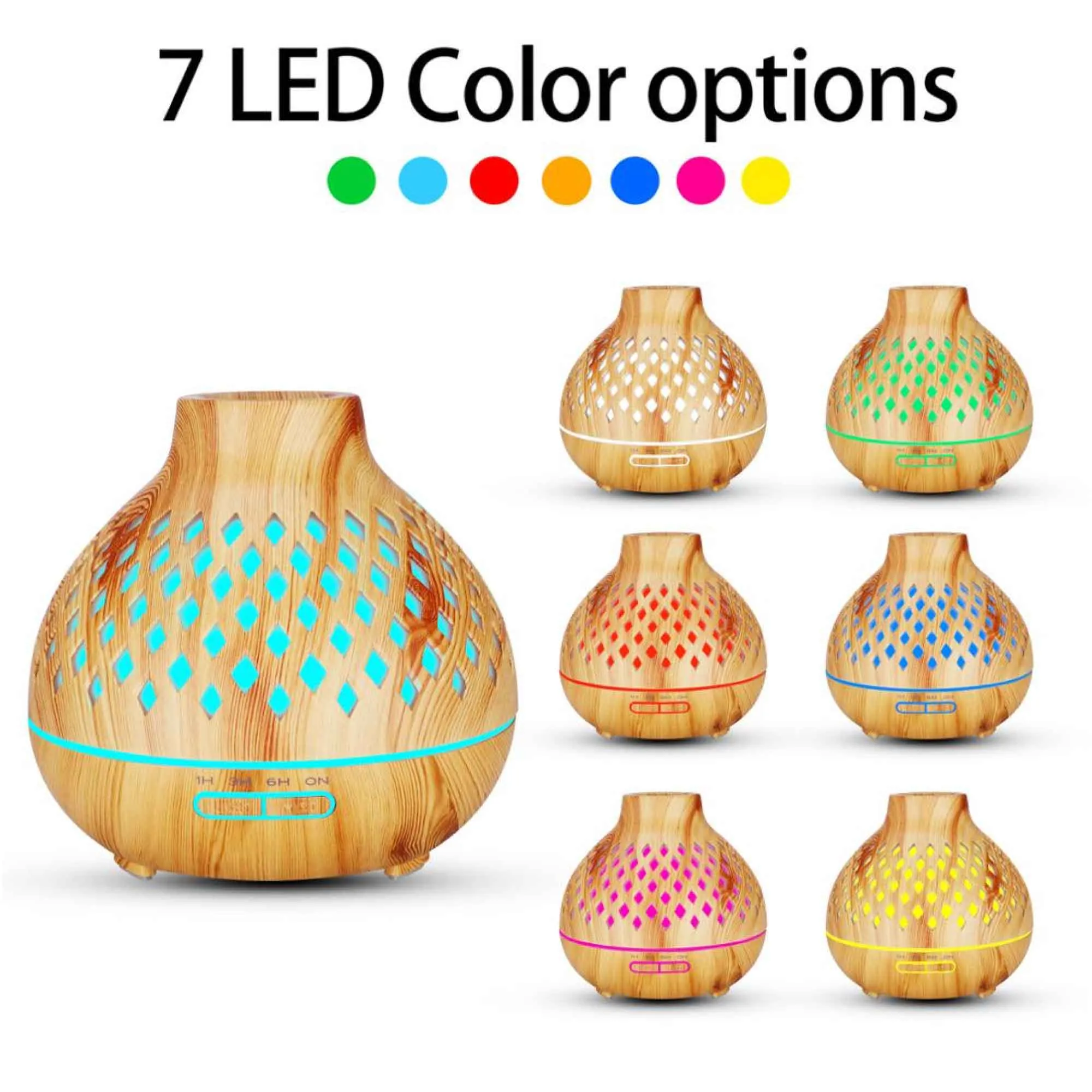 400ml Ultrasonic Aroma Diffuser, LED Lights & Remote