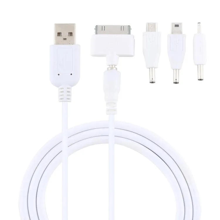 5-in-1 Universal Data and Charging Cable with 4 Adapters for Various Devices