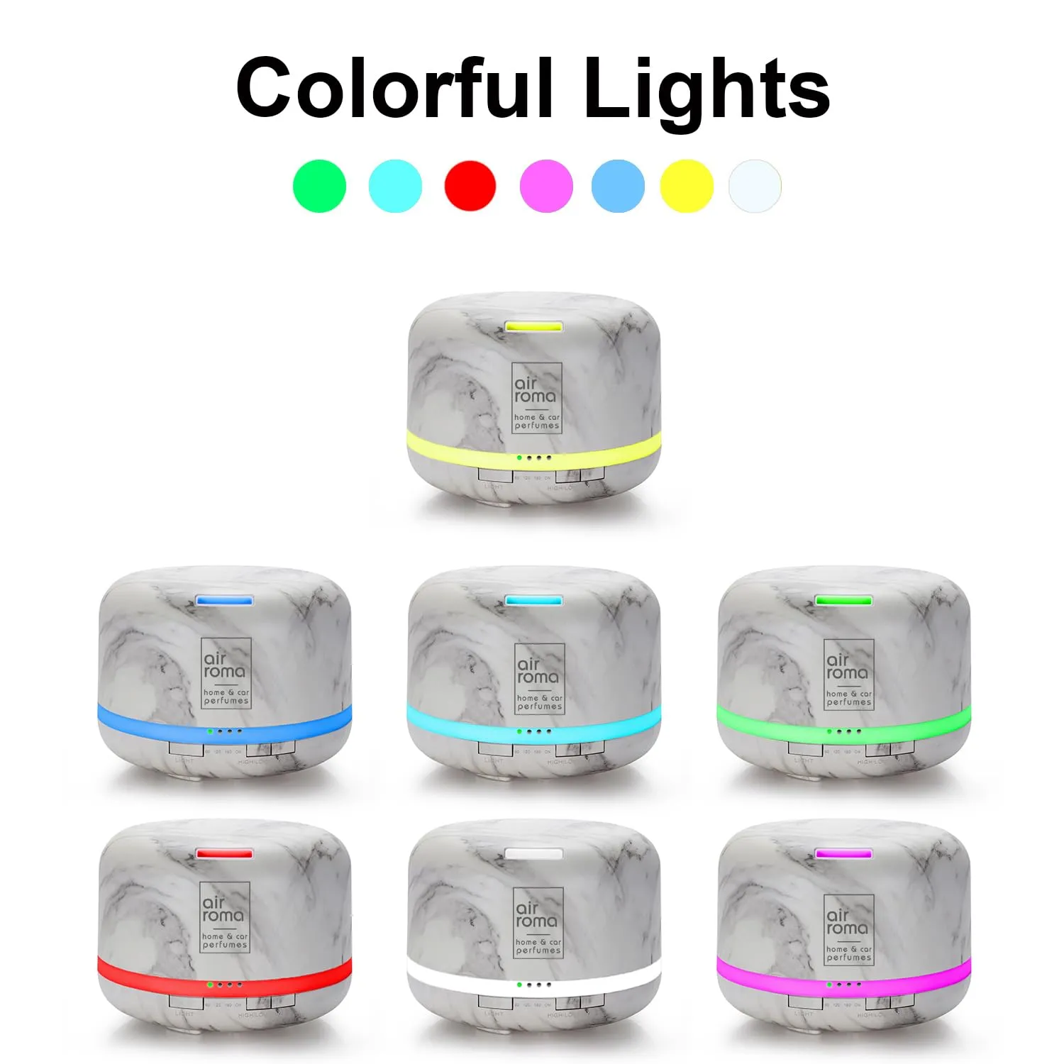 AIR-ROMA Plastic 500Ml Essential Mist Aroma Diffuser|Madurai Jasmine Oil 30Ml|Ultrasonic Electric Aromatherapy Fragrant Oil Vaporiser Humidifier|Auto-Off Safety Switch|7 Led Changing Light Colors