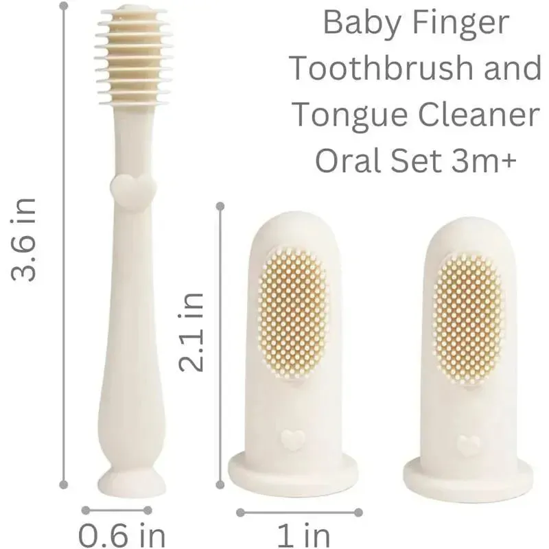 Ali   Oli - Baby Finger Toothbrush & Tongue Cleaner Oral Set, Ivory