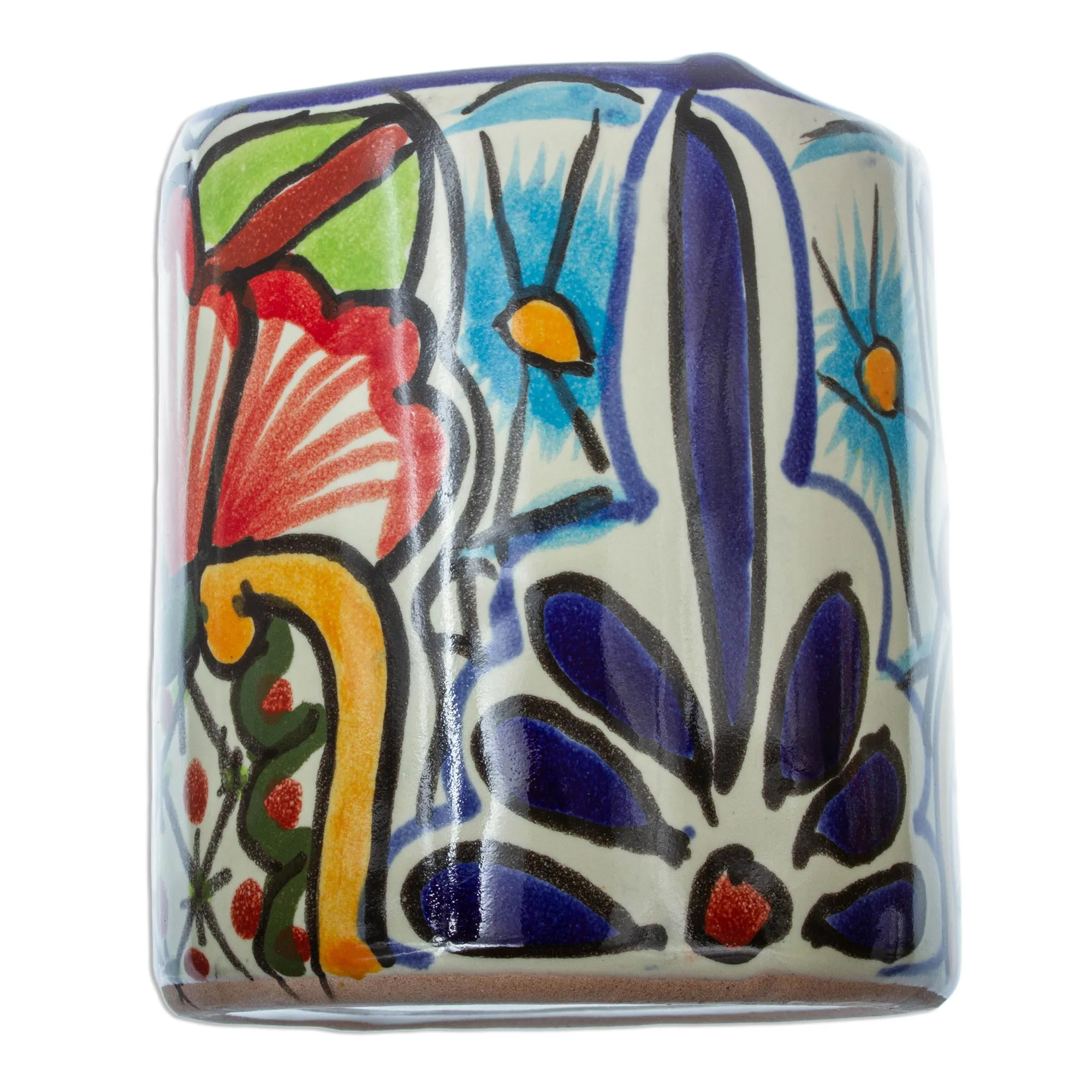 Artisan Crafted Talavera-Style Toothbrush Holder - Talavera Bouquet | NOVICA