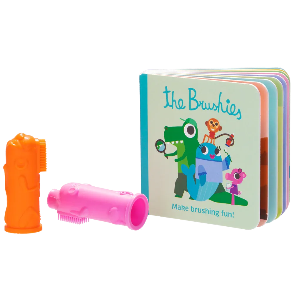 Baby & Toddler Finger Toothbrush - 2 Pack & Mini Book