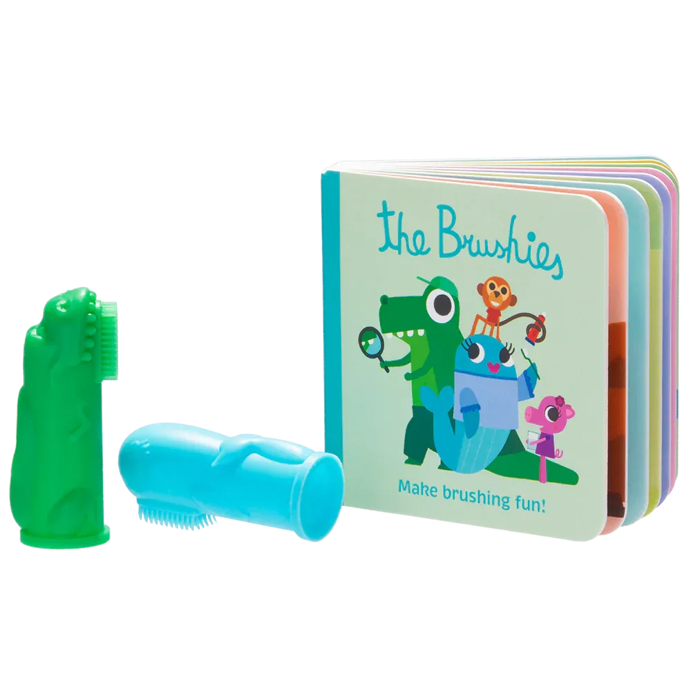 Baby & Toddler Finger Toothbrush - 2 Pack & Mini Book