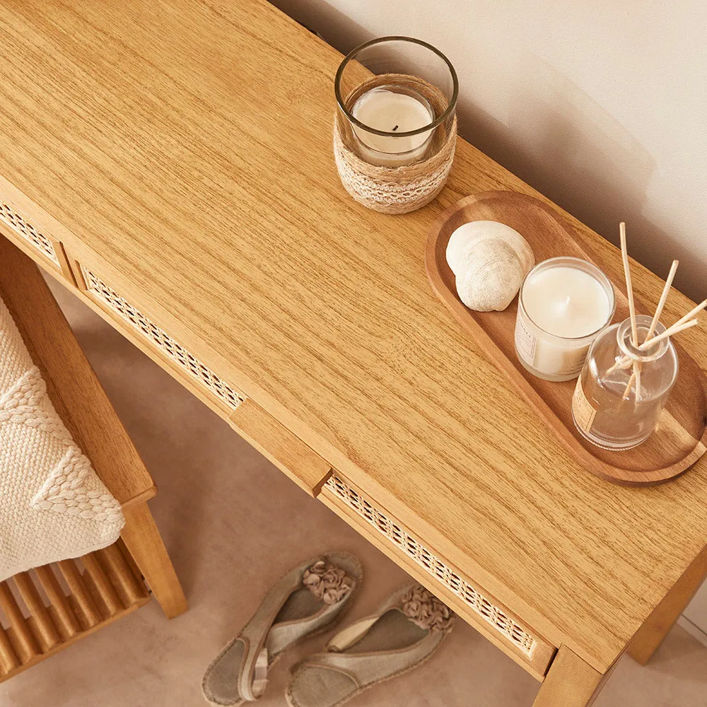 Bali Rattan Dressing Table with 2 Drawers