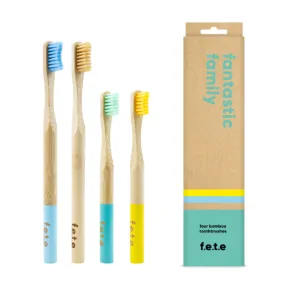 Bamboo colourful toothbrushes (family pack)