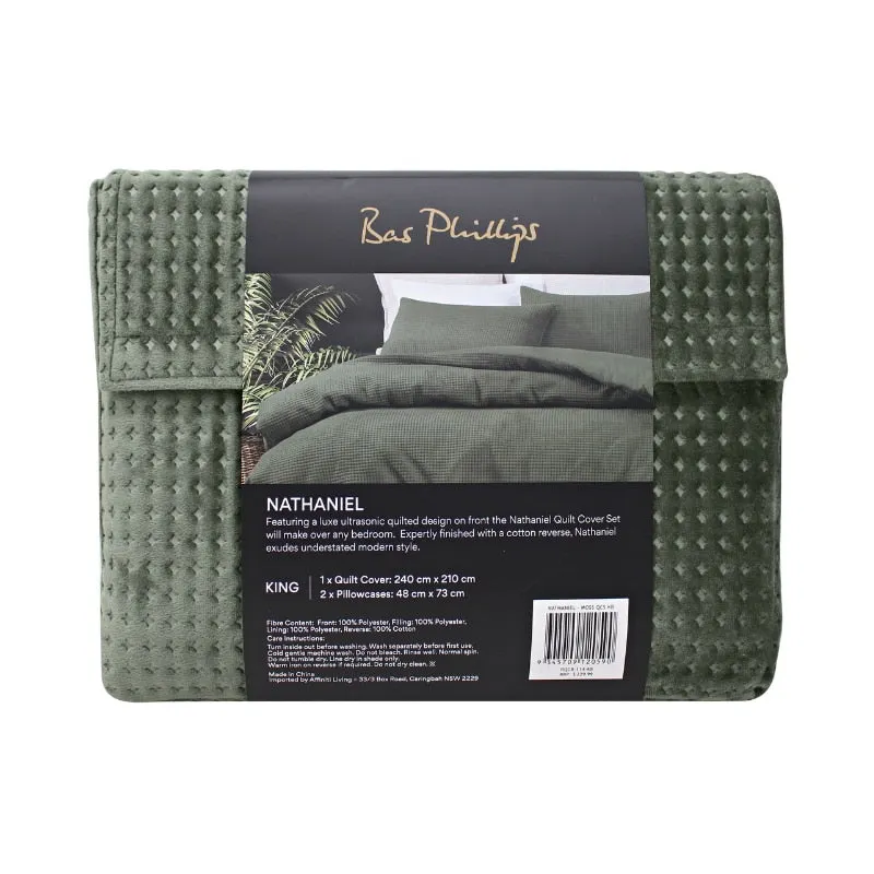 Bas Phillips Nathaniel Ultrasonic Moss Quilt Cover Set