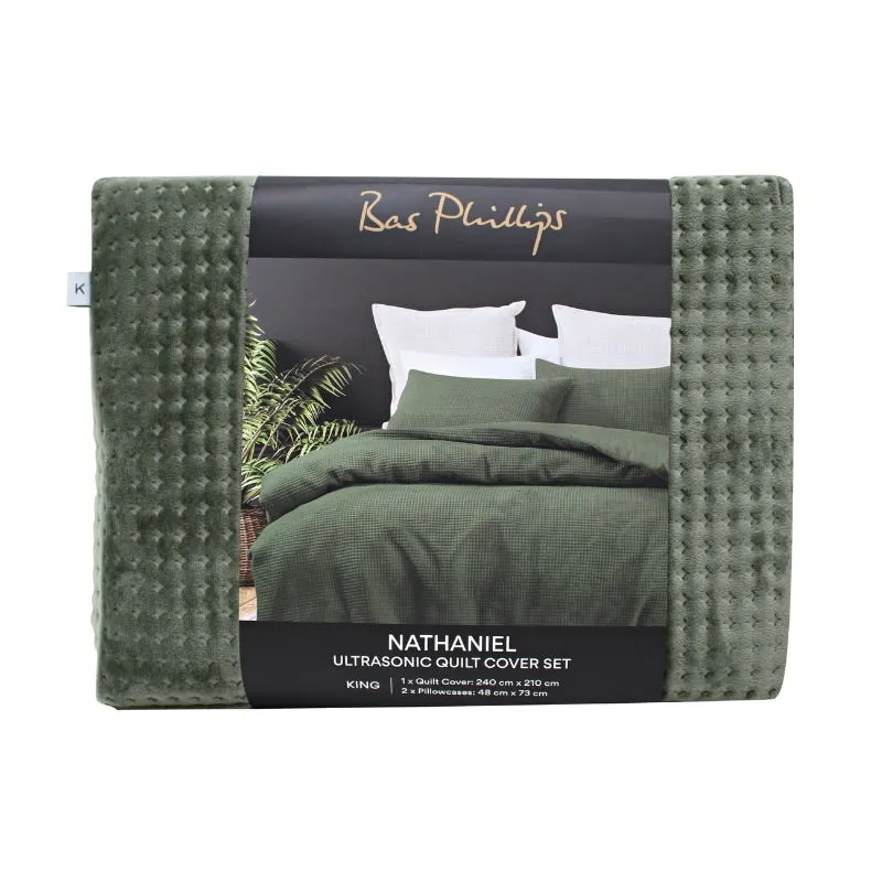 Bas Phillips Nathaniel Ultrasonic Moss Quilt Cover Set