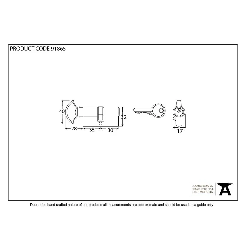 Black 30/35T 6pin Euro Cylinder/Thumbturn | From The Anvil