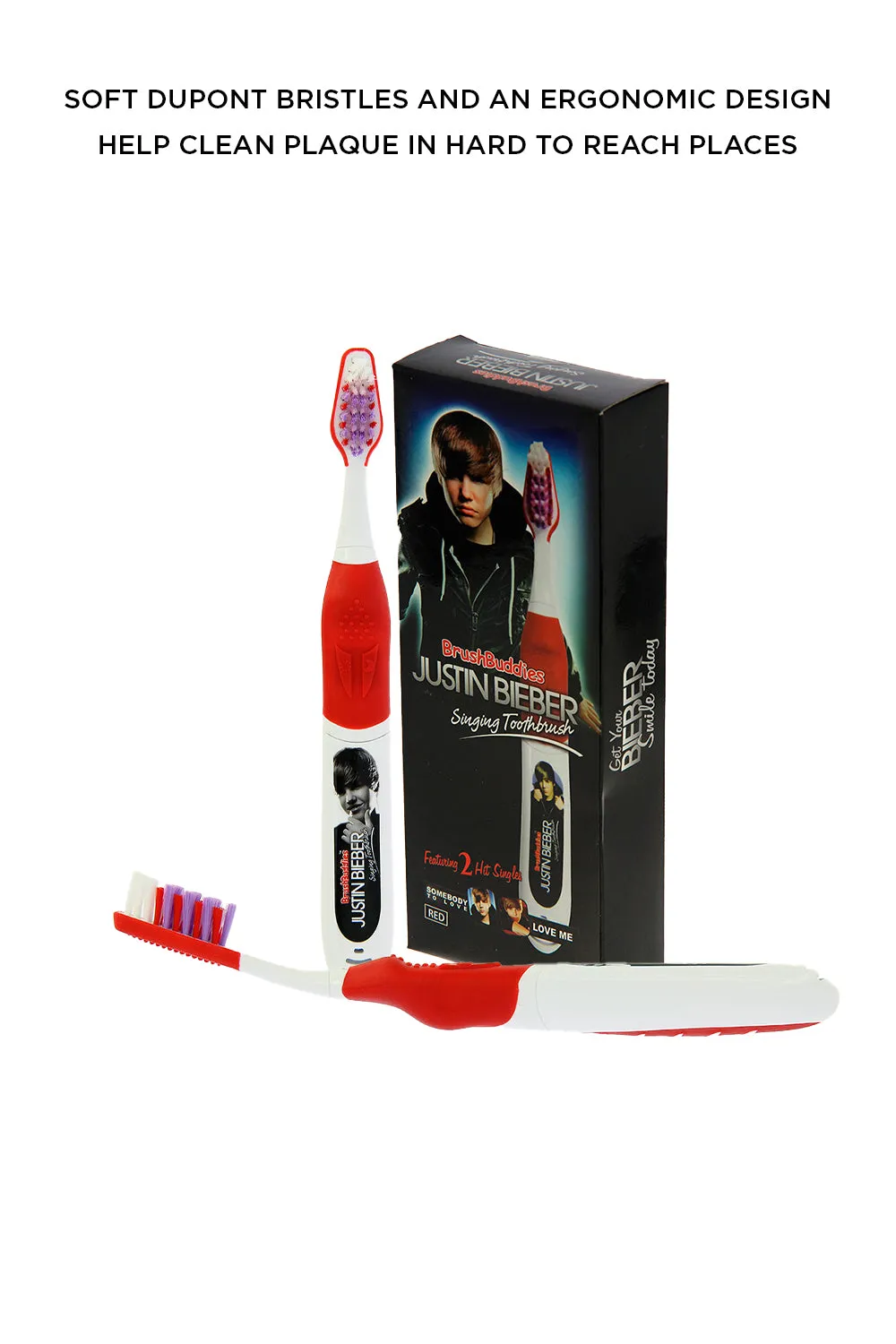 Brush Buddies Justin Bieber Singing Toothbrush (Somebody to Love and Love me)-RED