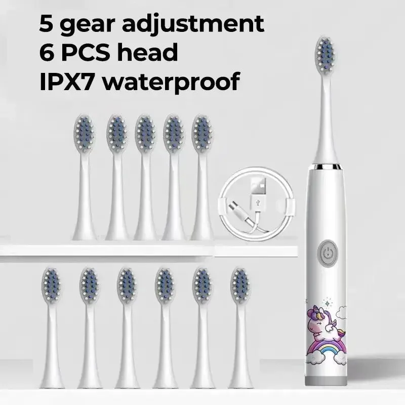 Children Electric Toothbrush Cartoon Kids with Replacement Head