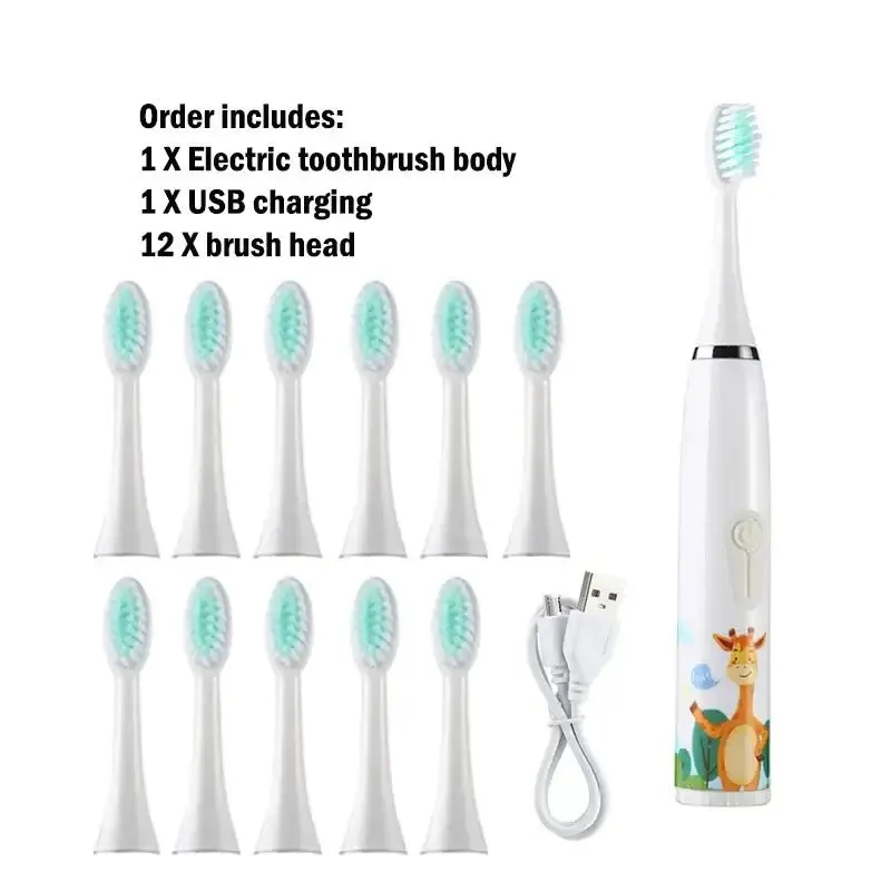 Children Electric Toothbrush Cartoon Kids with Replacement Head