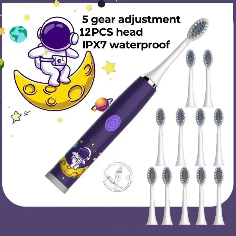 Children Electric Toothbrush Cartoon Kids with Replacement Head