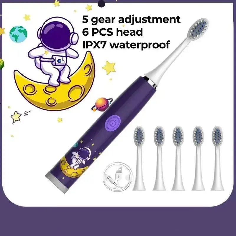 Children Electric Toothbrush Cartoon Kids with Replacement Head