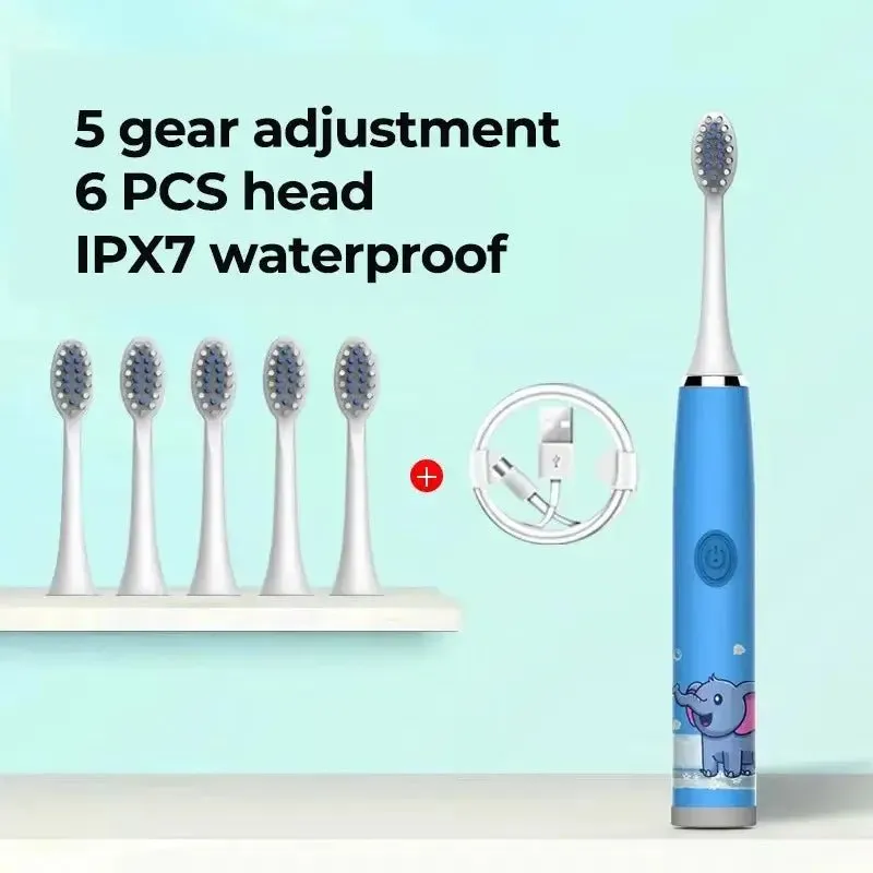 Children Electric Toothbrush Cartoon Kids with Replacement Head