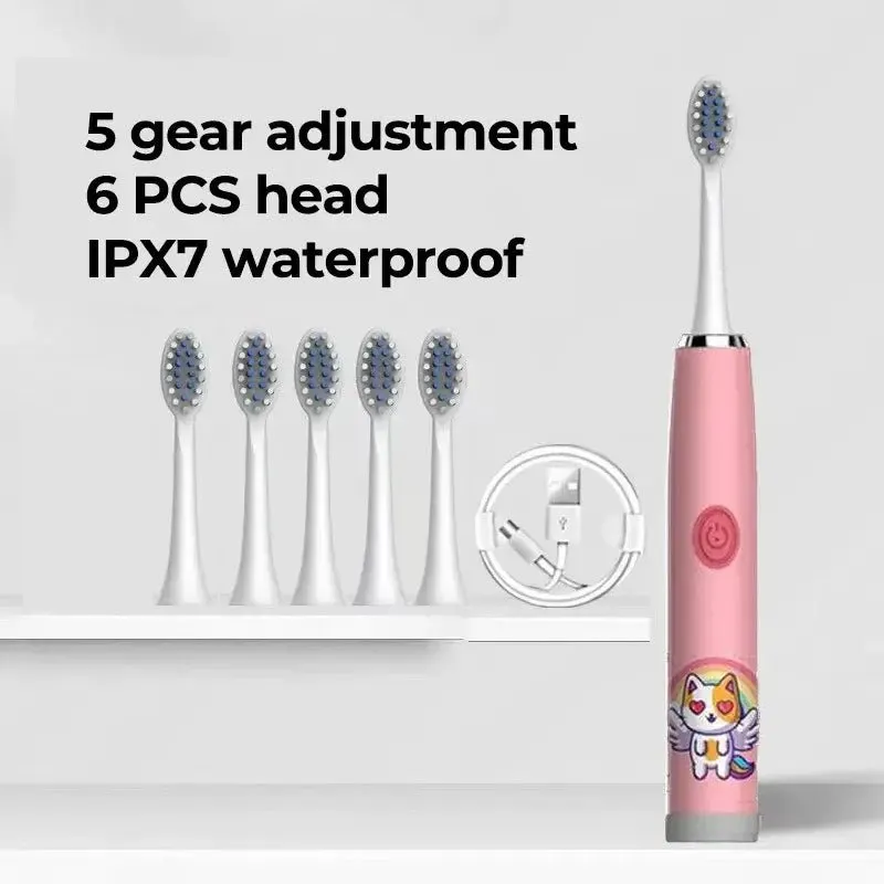 Children Electric Toothbrush Cartoon Kids with Replacement Head