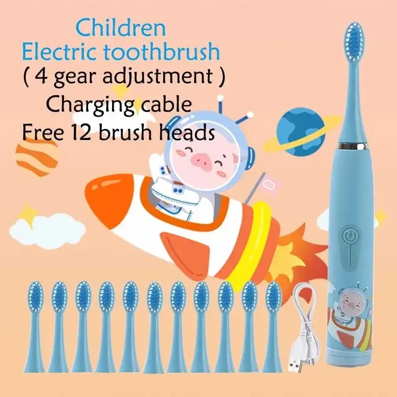 Children Electric Toothbrush Cartoon Kids with Replacement Head