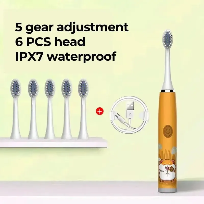 Children Electric Toothbrush Cartoon Kids with Replacement Head