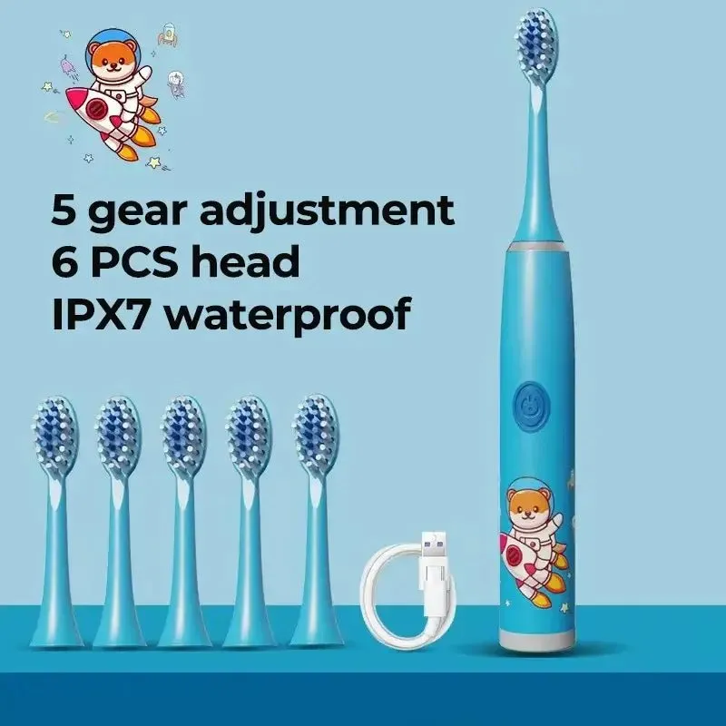 Children Electric Toothbrush Cartoon Kids with Replacement Head