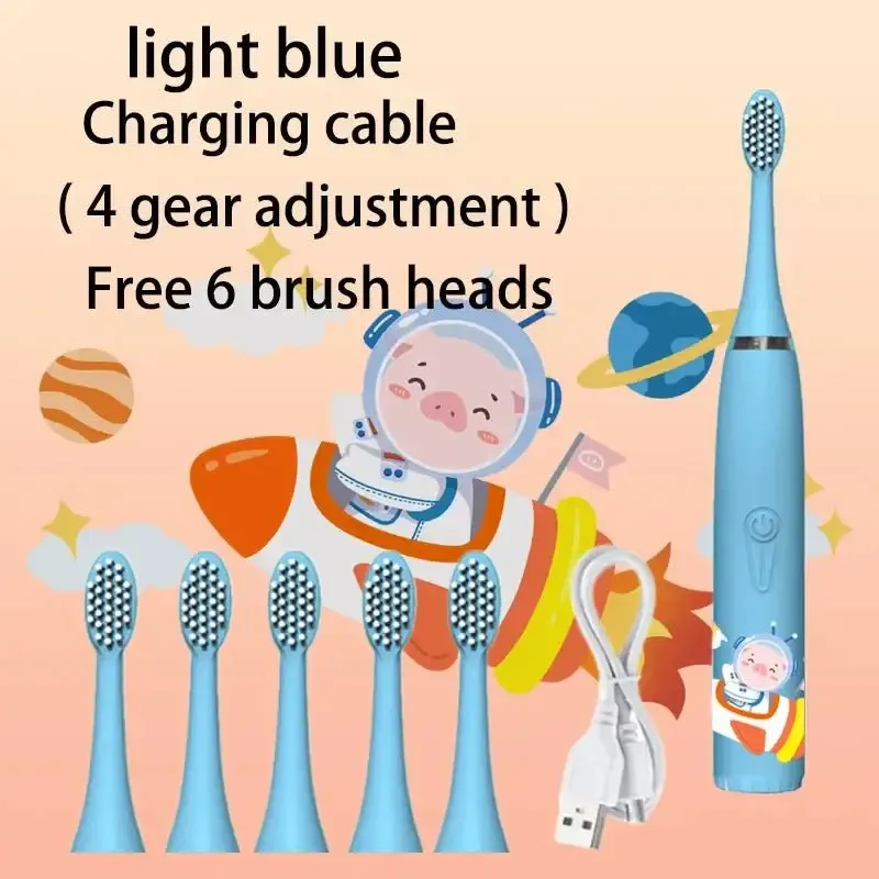 Children Electric Toothbrush Cartoon Kids with Replacement Head