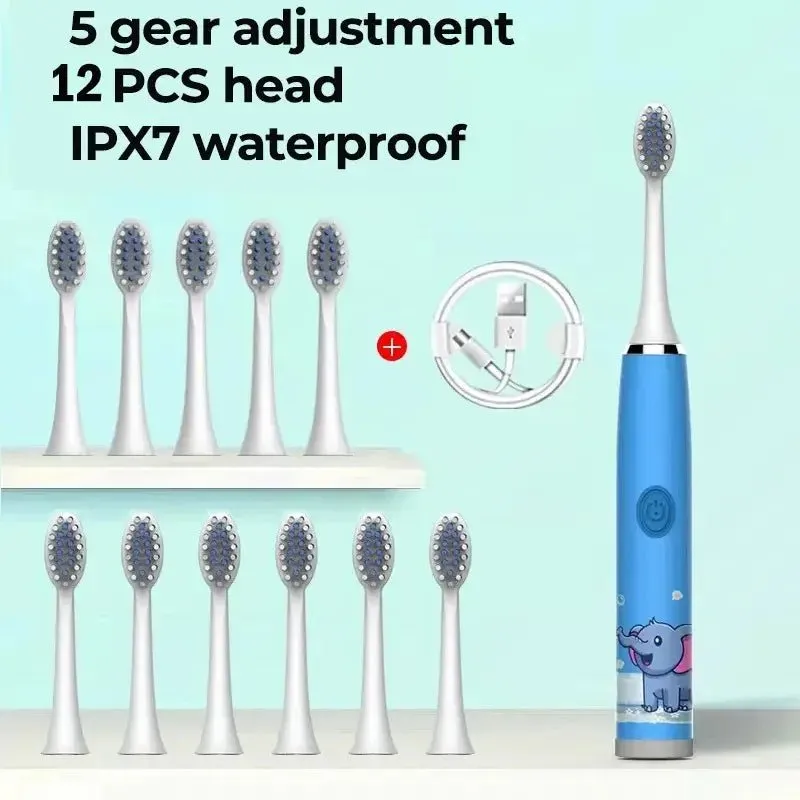 Children Electric Toothbrush Cartoon Kids with Replacement Head