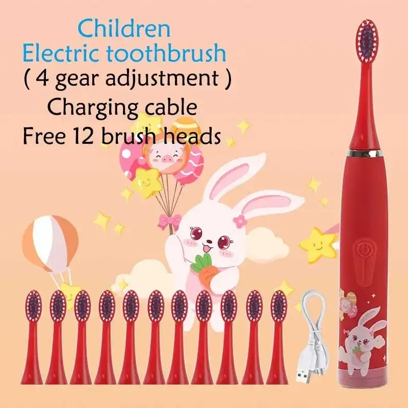 Children Electric Toothbrush Cartoon Kids with Replacement Head